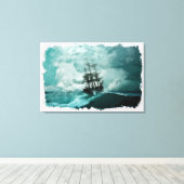 デジタルアートの海洋画: 海を航行する船 キャンバスプリント (インサイチュ (ウッドフロア))