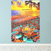 デジタルアートの美しい夕日絵画の風景 キャンバスプリント (インサイチュ (ウッドフロア))