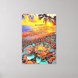 デジタルアートの美しい夕日絵画の風景 キャンバスプリント