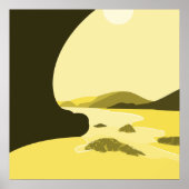 デジタルアートイエロービーチシースケープポスター ポスター (正面)