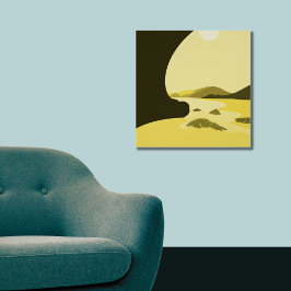 デジタルアートイエロービーチシースケープポスター ポスター