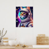 デジタルアートインスタントダウンロード，宇宙宇宙飛行士の猫 ポスター (キッチン)