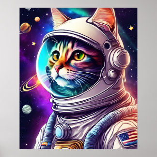 デジタルアートインスタントダウンロード,宇宙宇宙飛行士の猫 ポスター