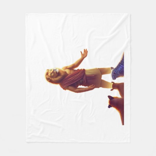 🦁デジタルアートキャラクターデザイン – キングライオン。 フリースブランケット (正面)