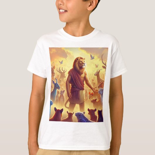 🦁デジタルアートキャラクターデザイン – キングライオン。 Tシャツ (正面)