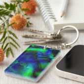 デジタルアートブルーとグリーンの抽象芸術パターン キーホルダー (正面右)
