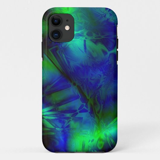 デジタルアートブルーとグリーンの抽象芸術パターン Case-Mate iPhoneケース (裏面)