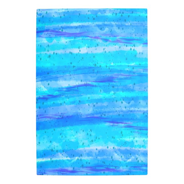 デジタルアートブルーとパープルウェーブの抽象芸術キャンバス メタルプリント (正面)