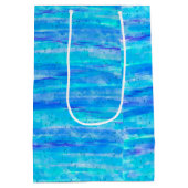 デジタルアートブルーとパープルウェーブの抽象芸術 ミディアムペーパーバッグ (裏面)