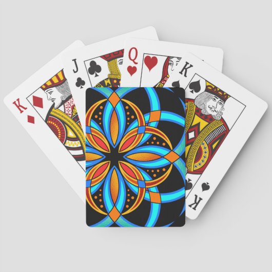 デジタルアートブルーオレンジモノグラムの曼荼羅 トランプ (裏面)