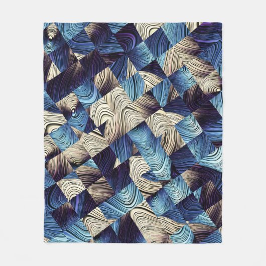 デジタルアートブルー抽象芸術マス フリースブランケット (正面)