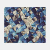 デジタルアートブルー抽象芸術マス フリースブランケット (正面(横))