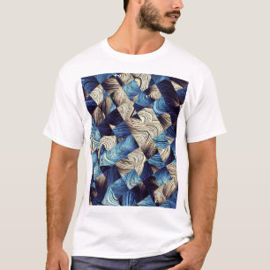 デジタルアートブルー抽象芸術マス Tシャツ