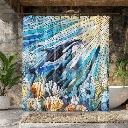 デジタルアートモザイク 海の世界 シャワーカーテン