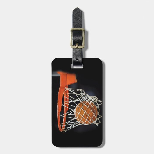 デジタルアートワークのバスケットボールネックタイ ラゲッジタグ (正面縦)