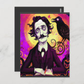 デジタルアートヴィンテージルックエドガーAllan Poe Raven Sho ポストカード (正面/裏面)