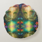 デジタルアート万華鏡アブストラクト自然川資料 ラウンドクッション (裏面)