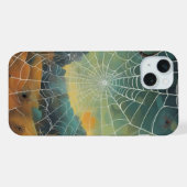 デジタルアート、クモの巣、クモ iPhoneケース (裏面横)