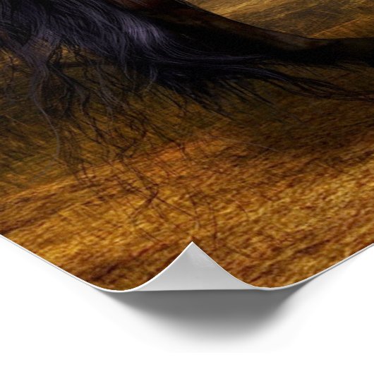 デジタルアート、後足で飼育される野生馬： ポスター (角)