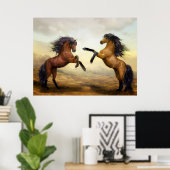 デジタルアート、後足で飼育される野生馬: ポスター (ホームオフィス)