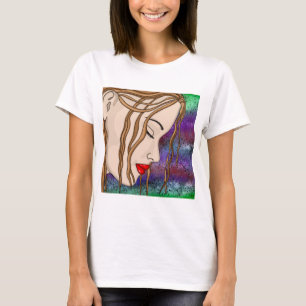 デジタルアート 悲しいレディ深い考えin アート tシャツ
