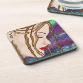 デジタルアート |悲しいレディ深い考えin  コースター (左側)