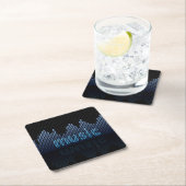 デジタルイコライザ音楽波壁 スクエアペーパーコースター (インサイチュ)