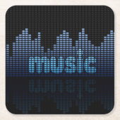 デジタルイコライザ音楽波壁 スクエアペーパーコースター (正面)