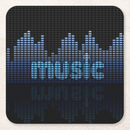 デジタルイコライザ音楽波壁 スクエアペーパーコースター