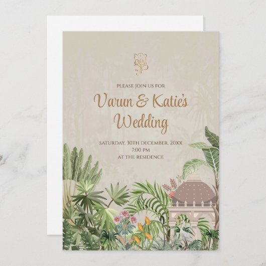 デジタルインディアンへの招待と結婚ヒンズー教のカード 招待状 (正面/裏面)