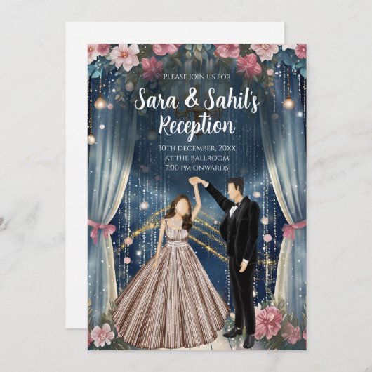 デジタルインディアンウェディングレセプション招待状 招待状 (正面/裏面)