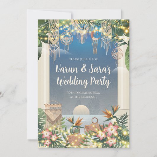 デジタルインディアンカクテルパーティの招待状インディアン 招待状 (正面)