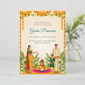 デジタルインディアングルハプラヴェシャム引っ越し祝いパーティー招待状 招待状 (スタンド正面)