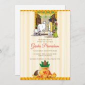 デジタルインディアン引っ越し祝いパーティー招待テルグ 招待状 (正面/裏面)