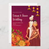 デジタルインディアン招待ヒンドー結婚ズのカード 招待状 (正面/裏面)