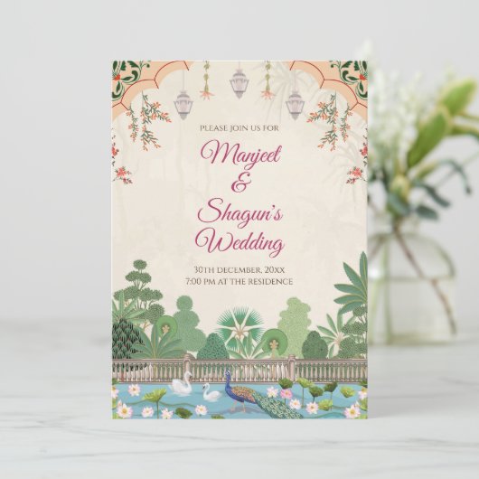 デジタルインディアン結婚のカードインディアン結婚式の招待 招待状 (スタンド正面)