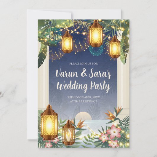 デジタルインディアン結婚の若者パーティー招待状 招待状 (正面)