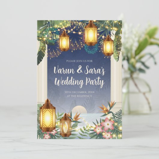 デジタルインディアン結婚の若者パーティー招待状 招待状 (スタンド正面)