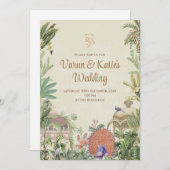 デジタルインディアン結婚式はヒンドゥー教結婚の 招待状 (正面/裏面)