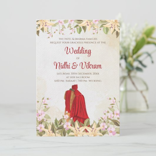 デジタルインディアン結婚式招待状とインディアン招待状 招待状 (スタンド正面)