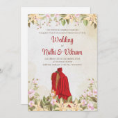 デジタルインディアン結婚式招待状とインディアン招待状 招待状 (正面/裏面)