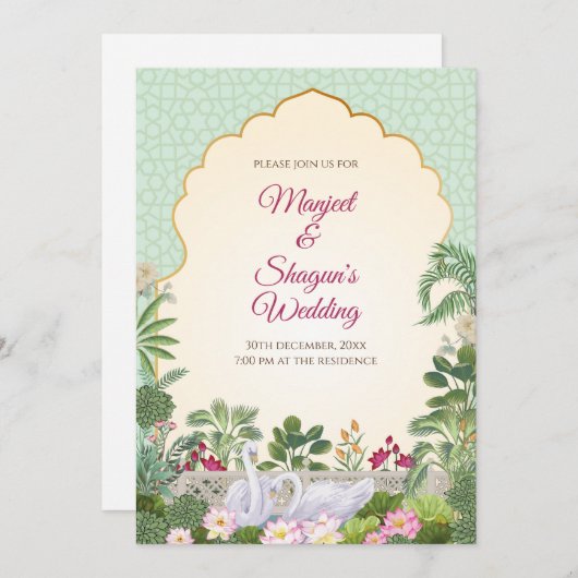 デジタルインディアン結婚式招待状ヒンドー結婚ズ 招待状 (正面/裏面)