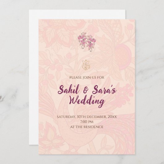 “デジタルインドの結婚式招待状　ヒンズー教の結婚式” 招待状 (正面/裏面)