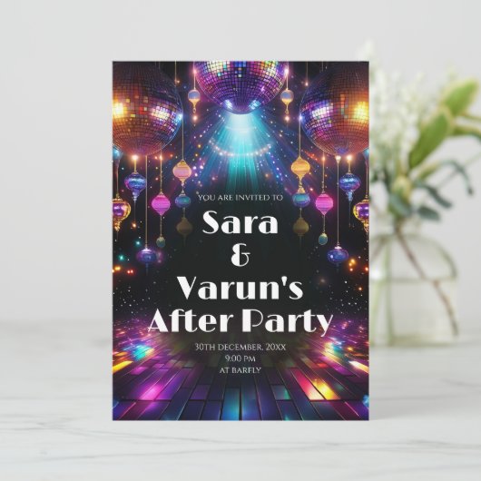 デジタルインドの若者によるパーティーのご招待とウェディング 招待状 (スタンド正面)