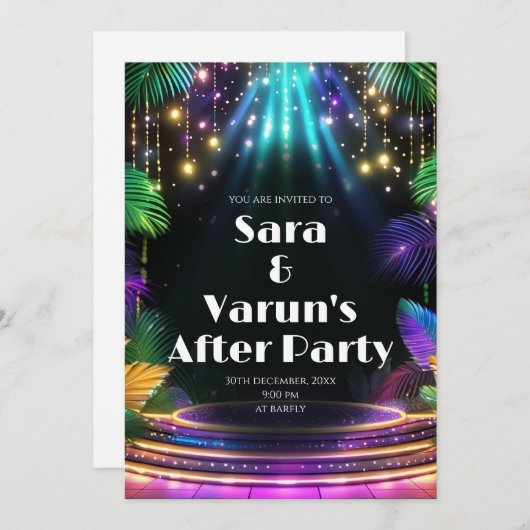 デジタルインドカクテルパーティー招待状インド 招待状 (正面/裏面)