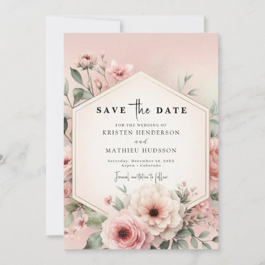 デジタルウィムシーピンク結婚フローラ セーブザデート (正面)