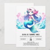 デジタルウィムシーマーメイド誕生日 招待状 (正面/裏面)
