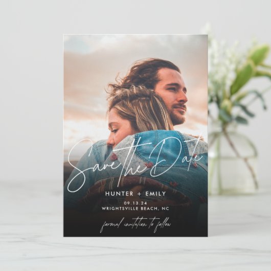 デジタルウェディング日付を保存する編集可能テンプレート 案内状 (スタンド正面)