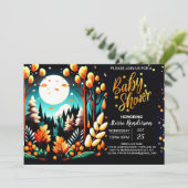 デジタルウッドランドデジタル編集可能ベビーシャワー 招待状 (スタンド正面)