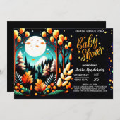 デジタルウッドランドデジタル編集可能ベビーシャワー 招待状 (正面/裏面)